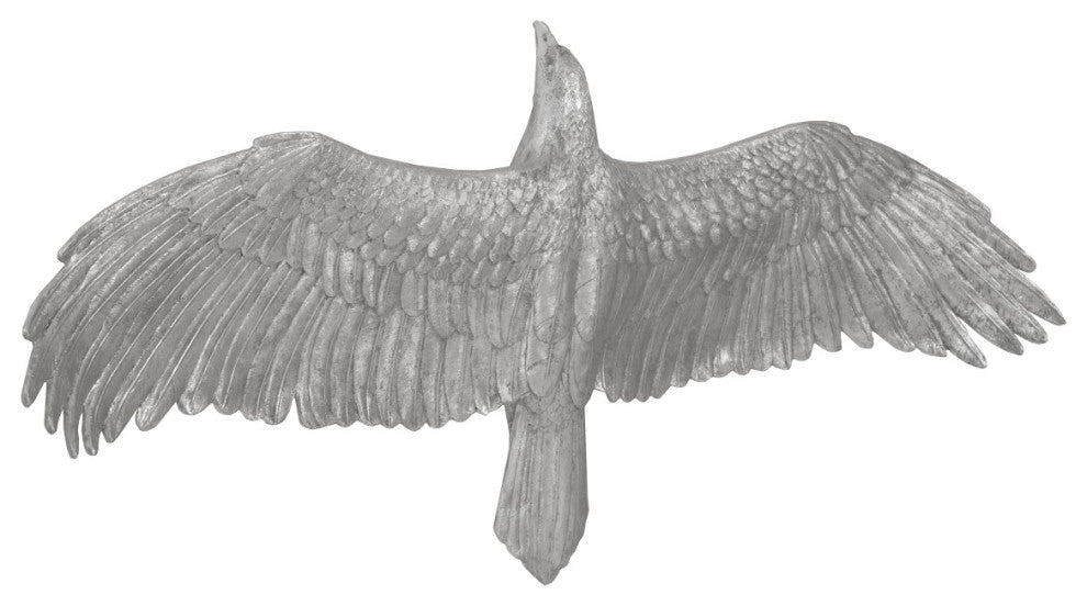 Soaring Eagle Wall Art, Resin, Silver Leaf, Large