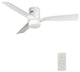 CARRO Flush Mount Ceiling Fan with Dim LED Light and Remote 10 Speed DC Motor, White, 52"