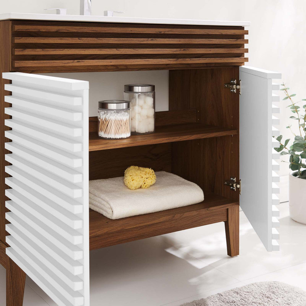 Render 36" Bathroom Vanity, White Walnut White