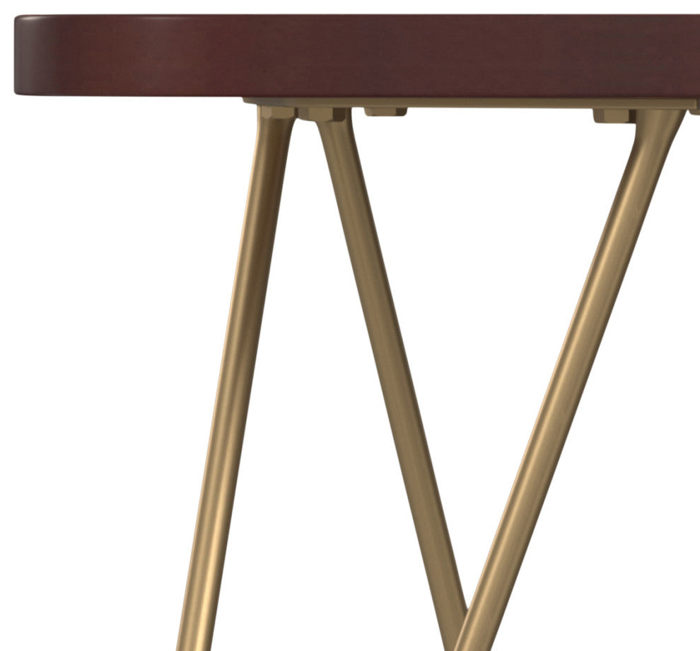 Patrice Metal and Wood Accent Table, Dark Brown, 18"