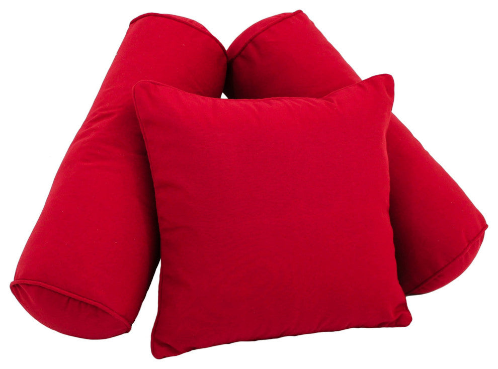 Double-Corded Solid Twill Throw Pillows With Inserts, Set of 3, Red