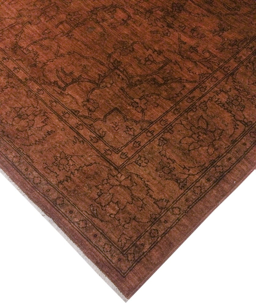 Overdyed ?douard Brown Hand-Knotted Rug, 8''8x11''2