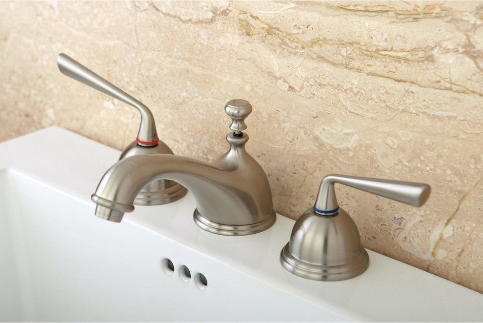 Kingston Brass Widespread Bathroom Faucet With Brass Pop-Up, Brushed Nickel