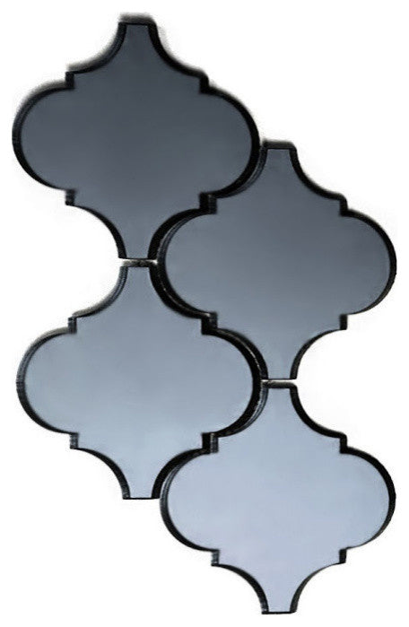 Reflections 9"x14" Mirror Arabesque Waterjet Mosaic in GRAPHITE Glossy