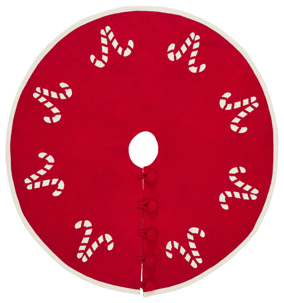 Candy Cane Christmas Tree Skirt in Red