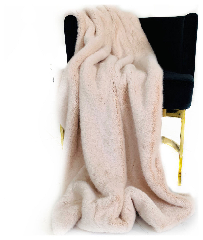 Plutus Pink Plush Faux Fur Luxury Throw Blanket, 80"x110"