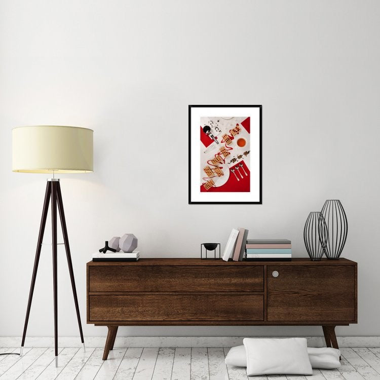 "Suprematic Meal: Viennese Waffles" Framed Digital Print by Dina Belenko, 24x32"