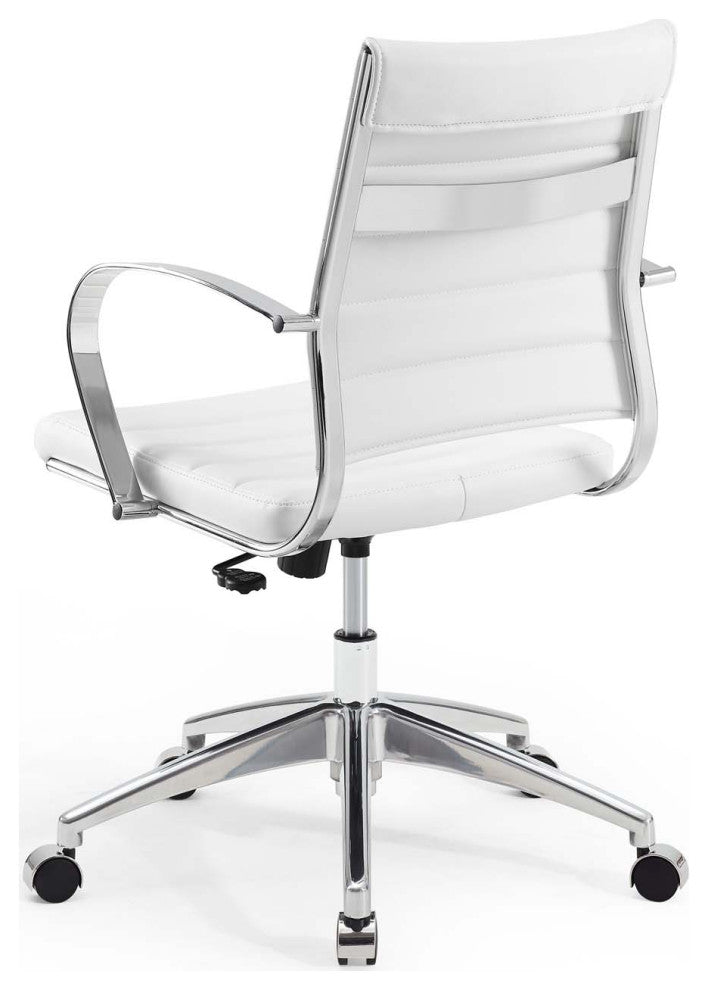 Computer Work Desk Chair, Faux Leather, White, Modern, Home Business Office