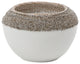 Lilith Belly Shaped White Candlenut Wood/Natural Tan Wood Bead Accented Basket
