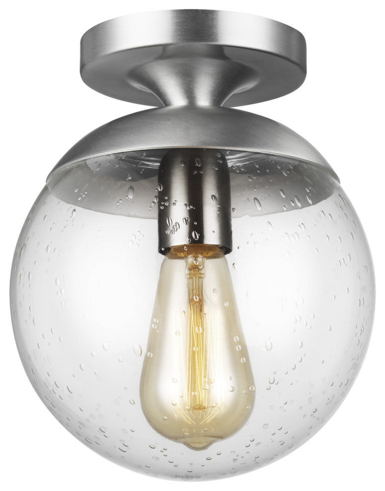 Leo Hanging Globe 1-Light Wall/Ceiling Semi-Flush Mount, Satin Aluminum