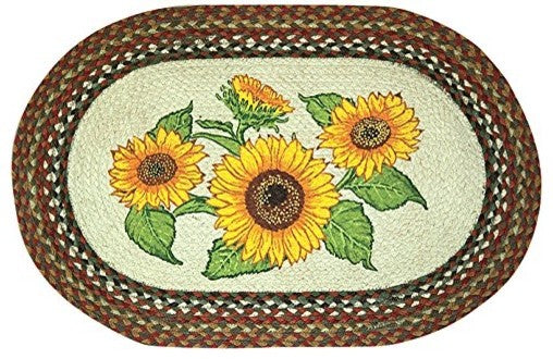 Earth Rugs OP-300 Sunflowers Oval Patch 20" x 30"