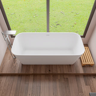 ALFI brand AB9952 67" White Rectangular Solid Surface Smooth Resin Bathtub