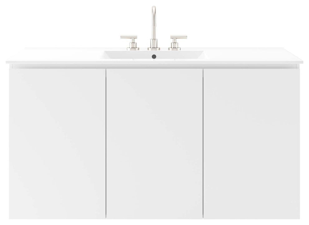 Bryn 48" Wall-Mount Bathroom Vanity, White White