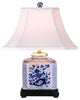 Blue and White Square Floral Porcelain Vase Table Lamp 19"