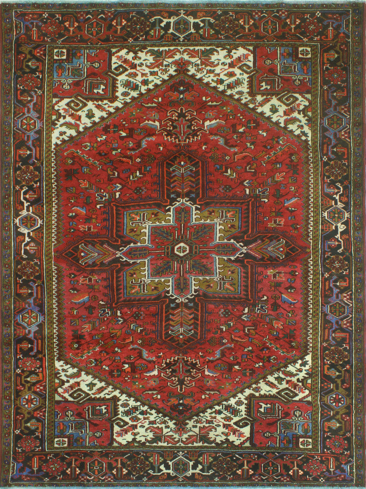 Vintage Heriz Pouneh Rust/Charcoal Rug, 8'0x10'10