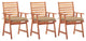 vidaXL Outdoor Dining Chairs, Set of 3, With Cushions Solid Acacia Wood