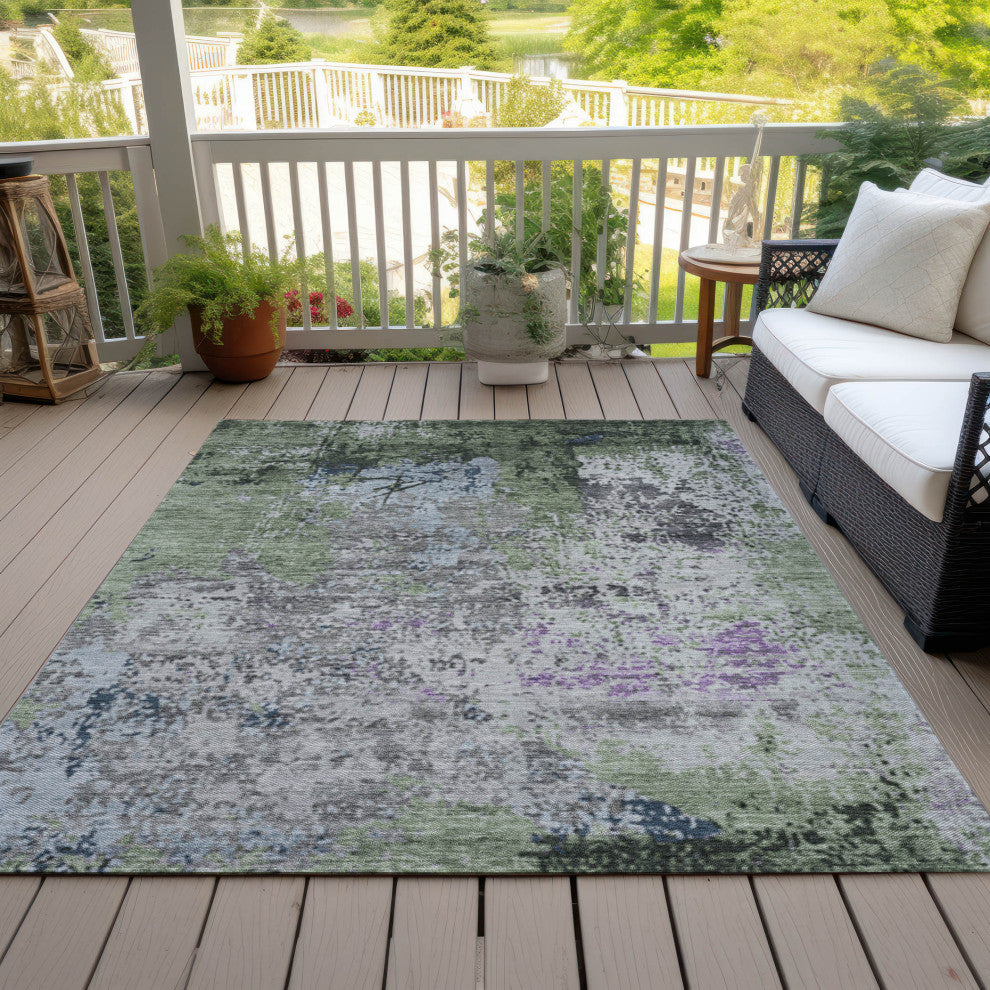Machine Washable Indoor/Outdoor Chantille ACN1911 Fern 5' x 7'6" Rug