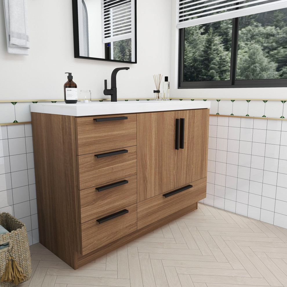 Carla 48" Freestanding Bathroom Vanity, Rosewood