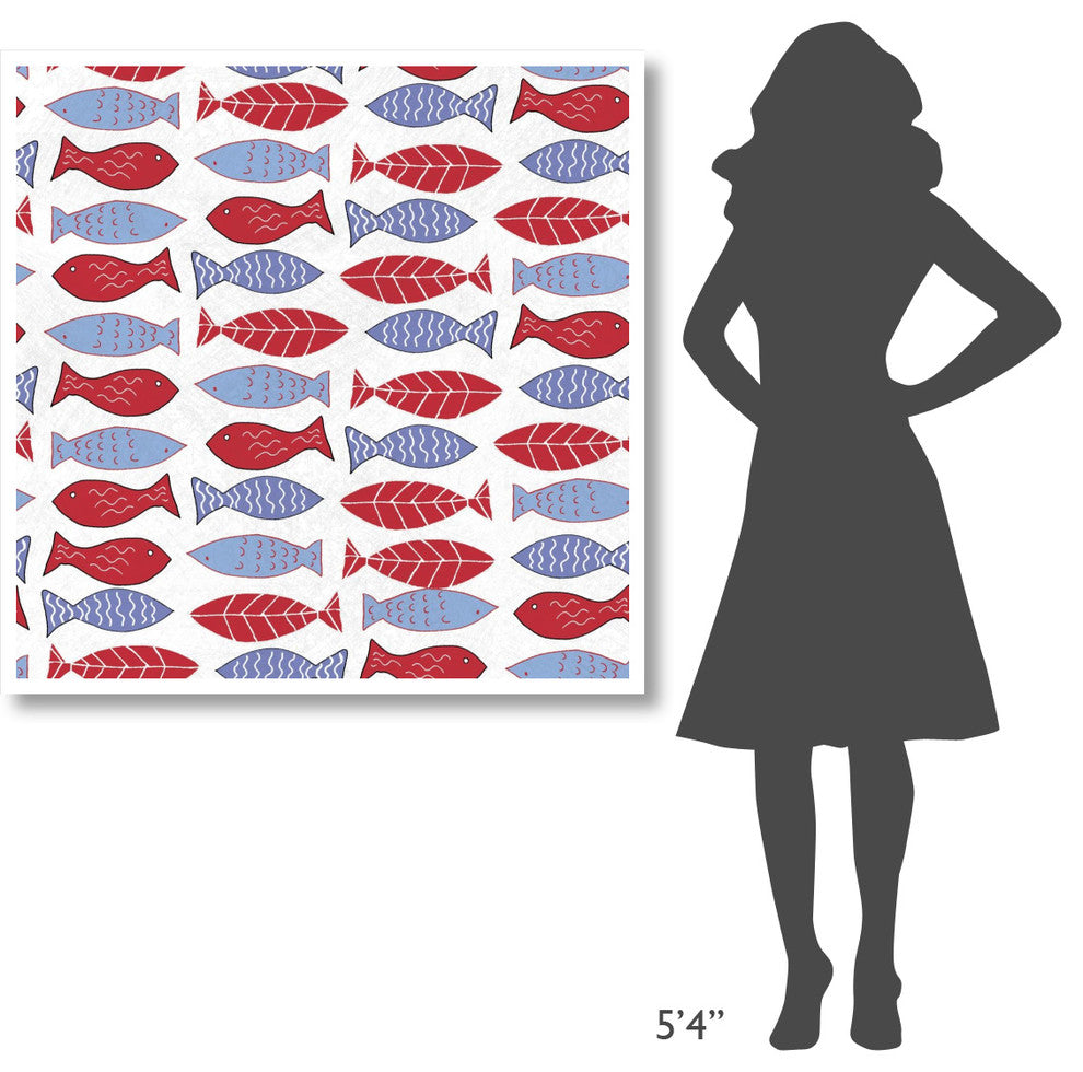 "Coastal Birds Pattern I" Digital Paper Print by Farida Zaman, 42"x42"