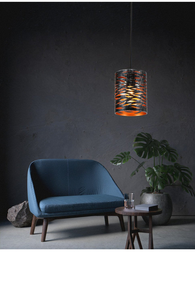 Mini Pierced hanging light black cage hollow-carved pendant light