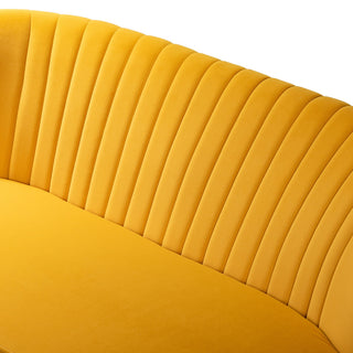 Upholstered 3 Piece Living Room Set, Mustard