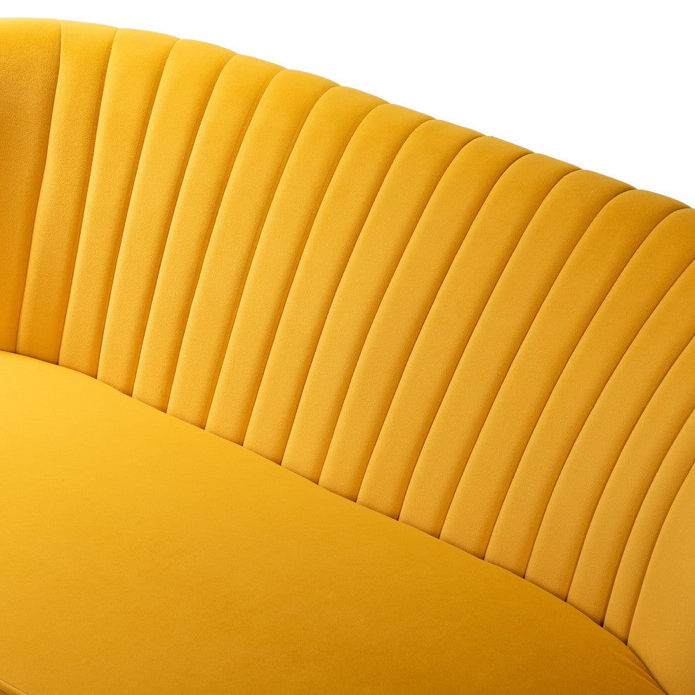 Upholstered 3 Piece Living Room Set, Mustard