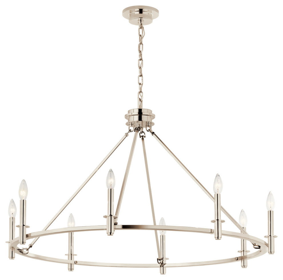 Carrick Chandelier, Black, Polished Nickel, 8 Light