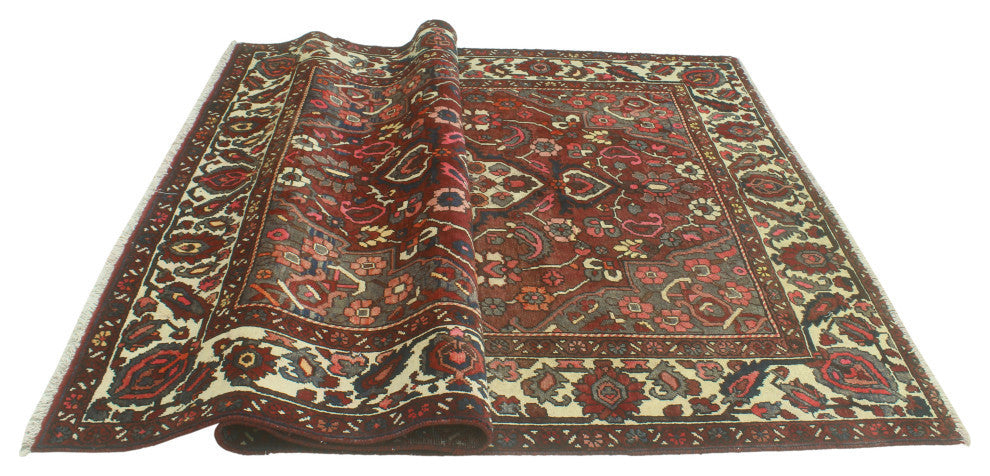 Fine Vintage Distressed Batula Burgundy/Ivory Rug, 6'9x10'4