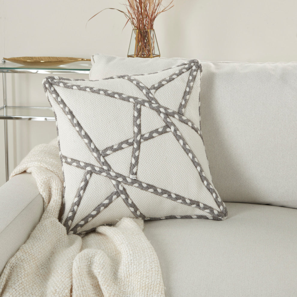 Mina Victory VJ006 Throw Pillow, Grey, 18" x 18"