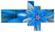 Exotic Dance of Blue Flower Petals, Floral Canvas Art Print, 60"x32", 5 panels