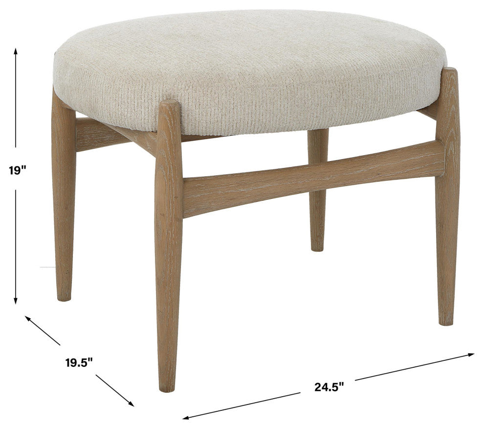 Uttermost 23736 Acrobat 25"W Hardwood Framed Polyester Bench - Natural / White