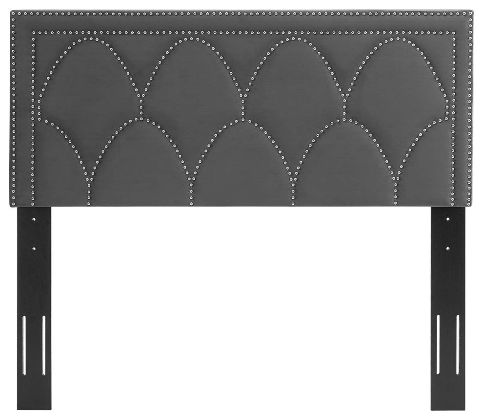 Greta Performance Velvet Twin Headboard, Charcoal