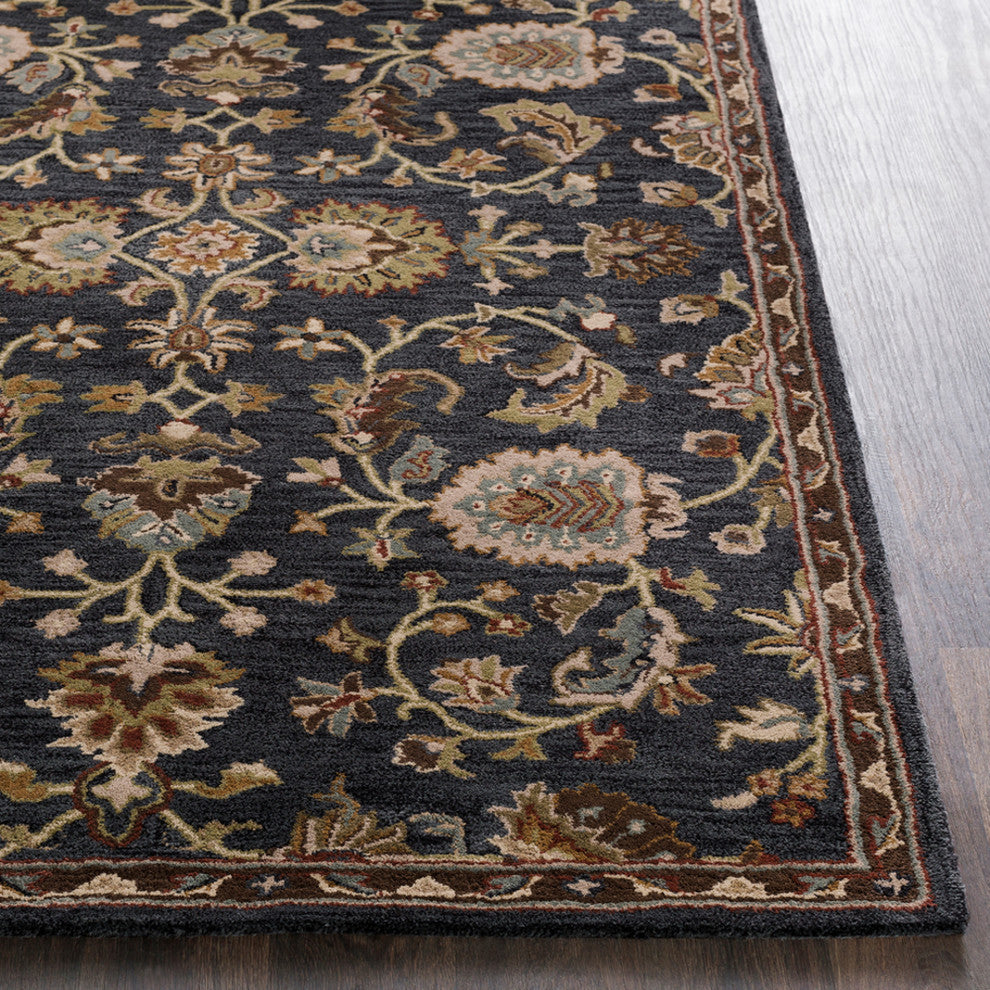 Middleton Traditional Navy, Dark Green Area Rug, 2'x3'