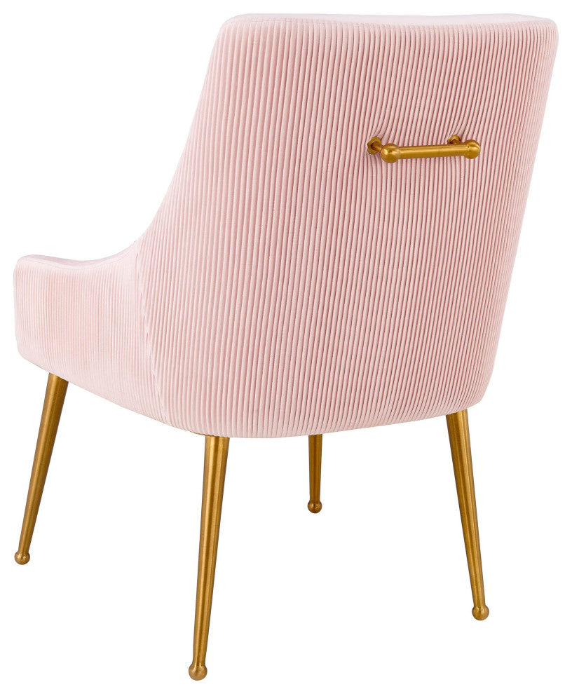 Beatrix Pleated Velvet Side Chair, Blush