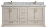 Boston 72" Double Sink Bath Vanity in Fine Grain 2" Venatino Quartz