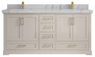 Boston 72" Double Sink Bath Vanity in Fine Grain 2" Venatino Quartz