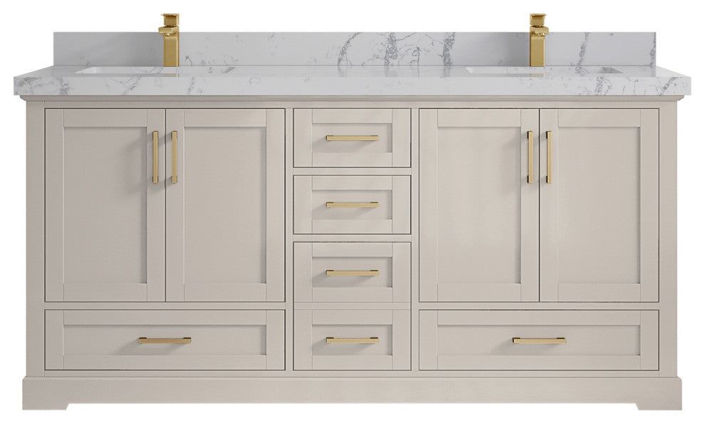 Boston 72" Double Sink Bath Vanity in Fine Grain 2" Venatino Quartz