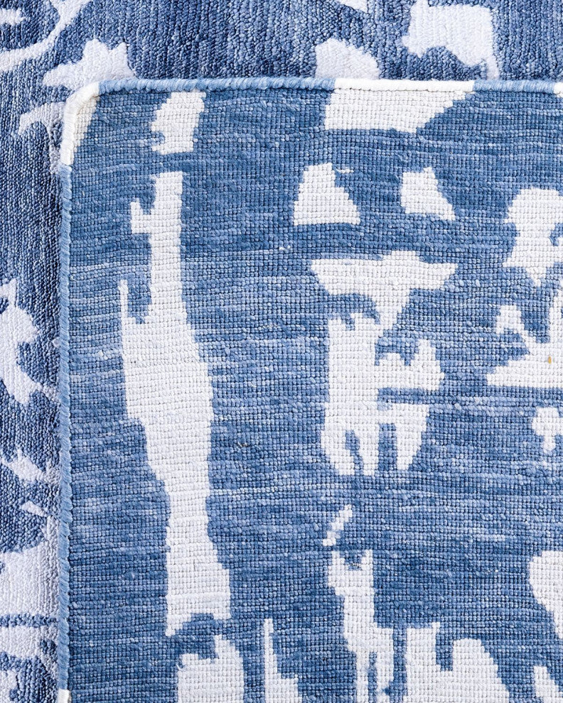 Modern, One-of-a-Kind Hand-Knotted Area Rug - Blue, 9' 2" x 12' 0"