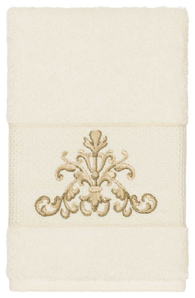 Scarlet Embellished Hand Towel, Cream