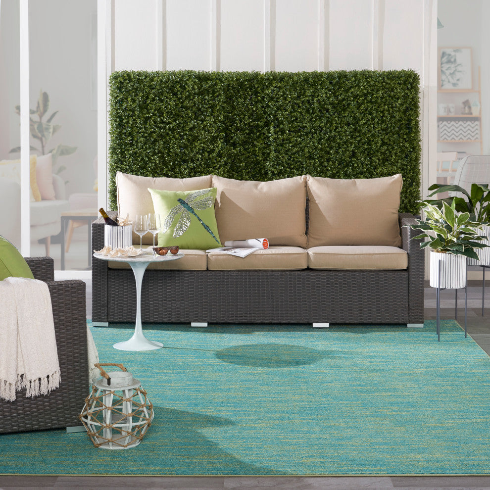 Nourison Essentials 9' x 12' Blue Green Outdoor Area Rug