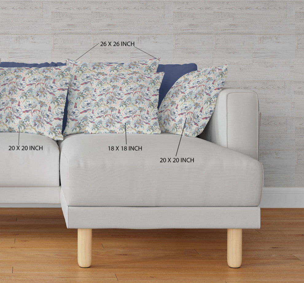 26" Light Green Gray Roses Indoor Outdoor Throw Pillow