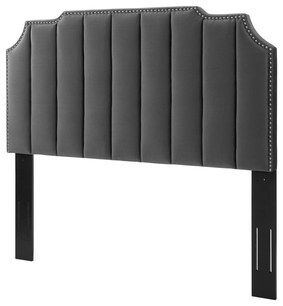 Headboard, Twin Size, Velvet, Dark Gray, Modern Contemporary, Bedroom