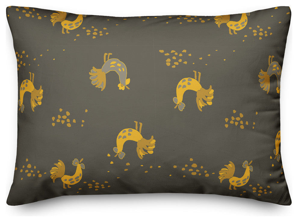 Rooster Pattern in Yellow Throw Pillow