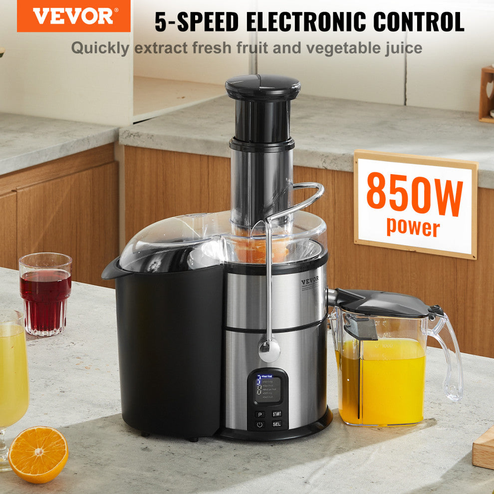 VEVOR Centrifugal Juicer Machine Fruits Vegetables Juice Extractor 850W 5 Speeds