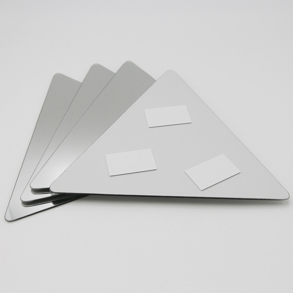 Small Decorative Wall Self Adhesive Shaped Mirrors, Set of 4, Triangle
