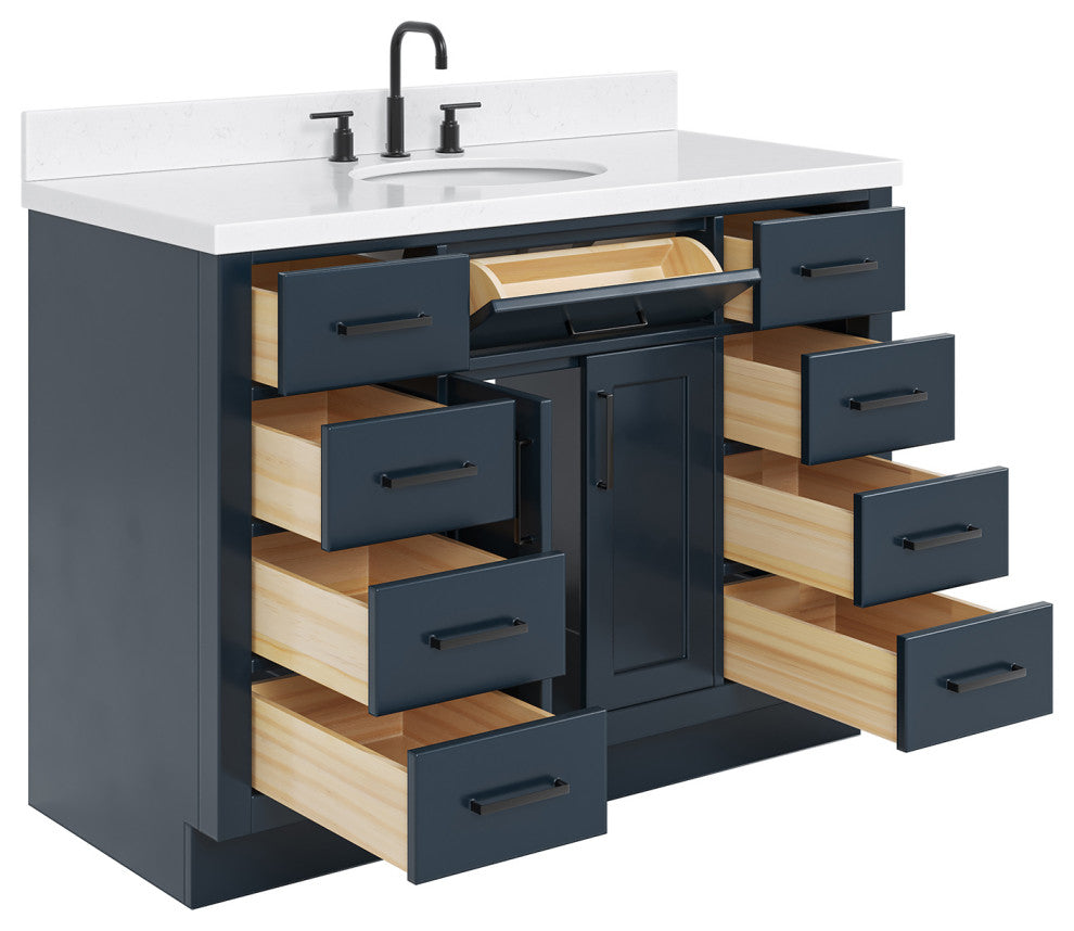 Ariel Hepburn 48"  Single Oval Sink Vanity, Carrara Quartz