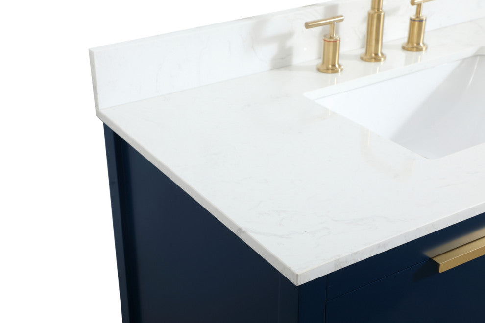 42" Single Bathroom Vanity, Blue, With Backsplash
