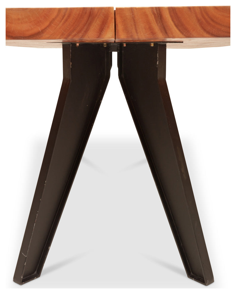 Naturals Cross Dining Table, Black Legs, Natural Chamcha Top