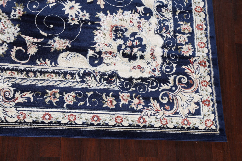Blue Floral Medallion Transitional Turkish Rug Oriental Carpet 10x10