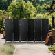 4 ft. Short Woven Fiber Outdoor All Weather Room Divider 6 Panel Black